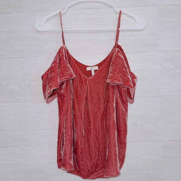 Joie Women's Pink Short Sleeve Cold Shoulder Velvet Cami Top size small - Picture 1 of 7